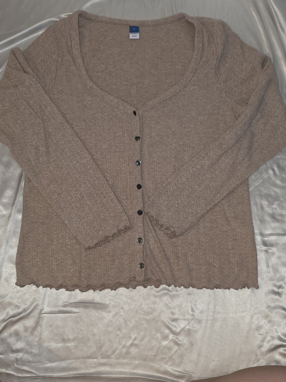 Old Navy Taupe Button-Front Knit Cardigan